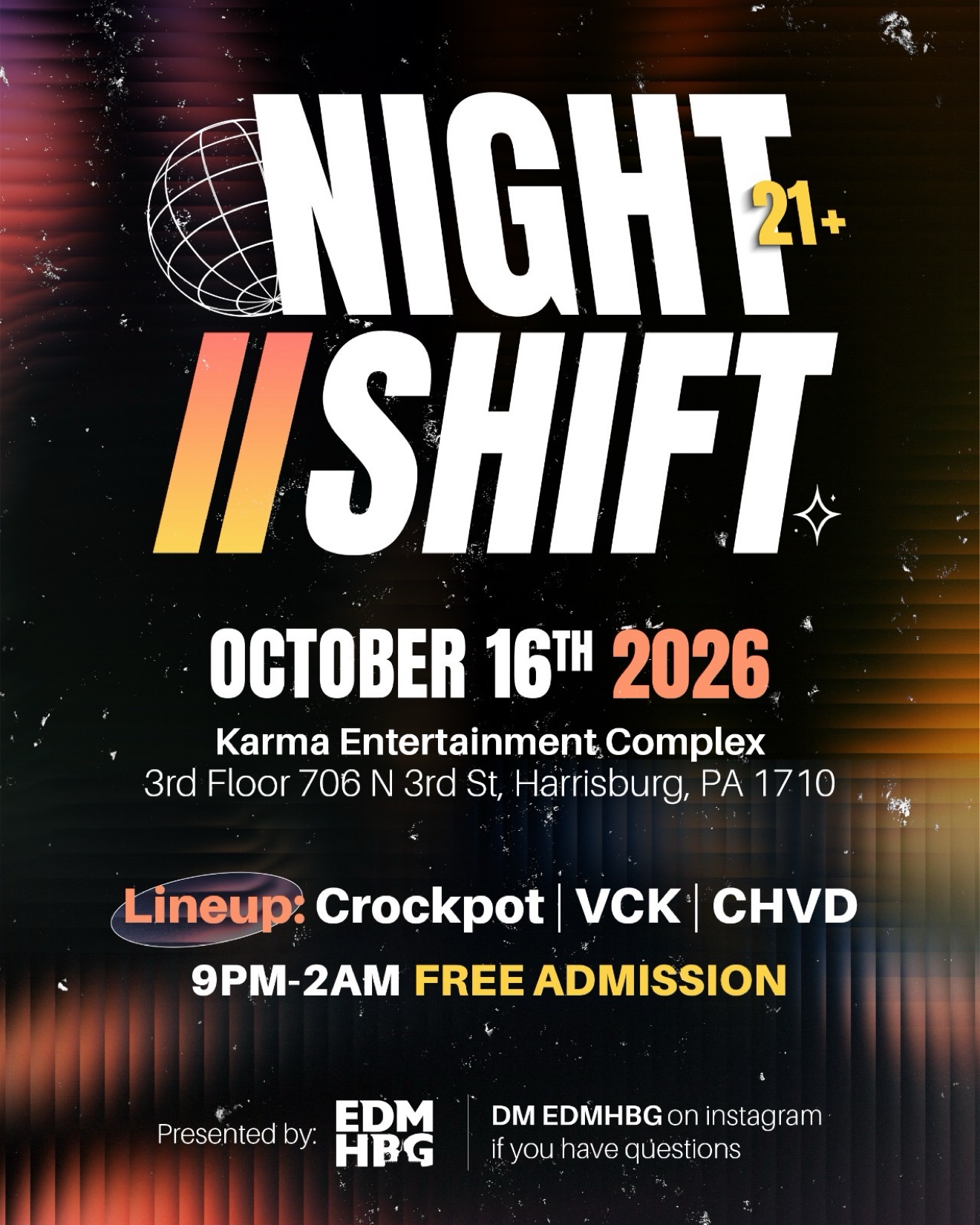 NIGHT // SHIFT, October 16 at Karma flyer